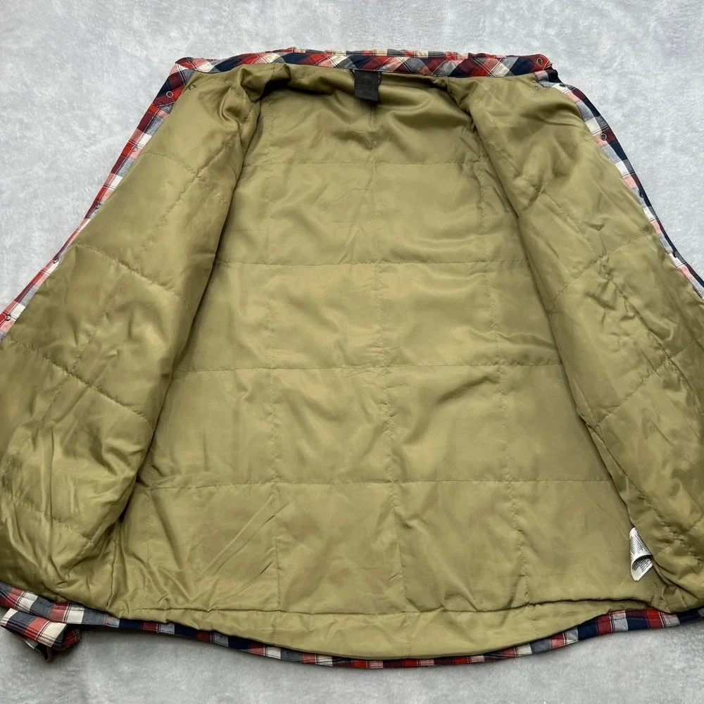 Adidas Insulated Plaid Jacket XL Red Navy Hiking Quilted Shacket F95730 Deebo - Picture 4 of 10